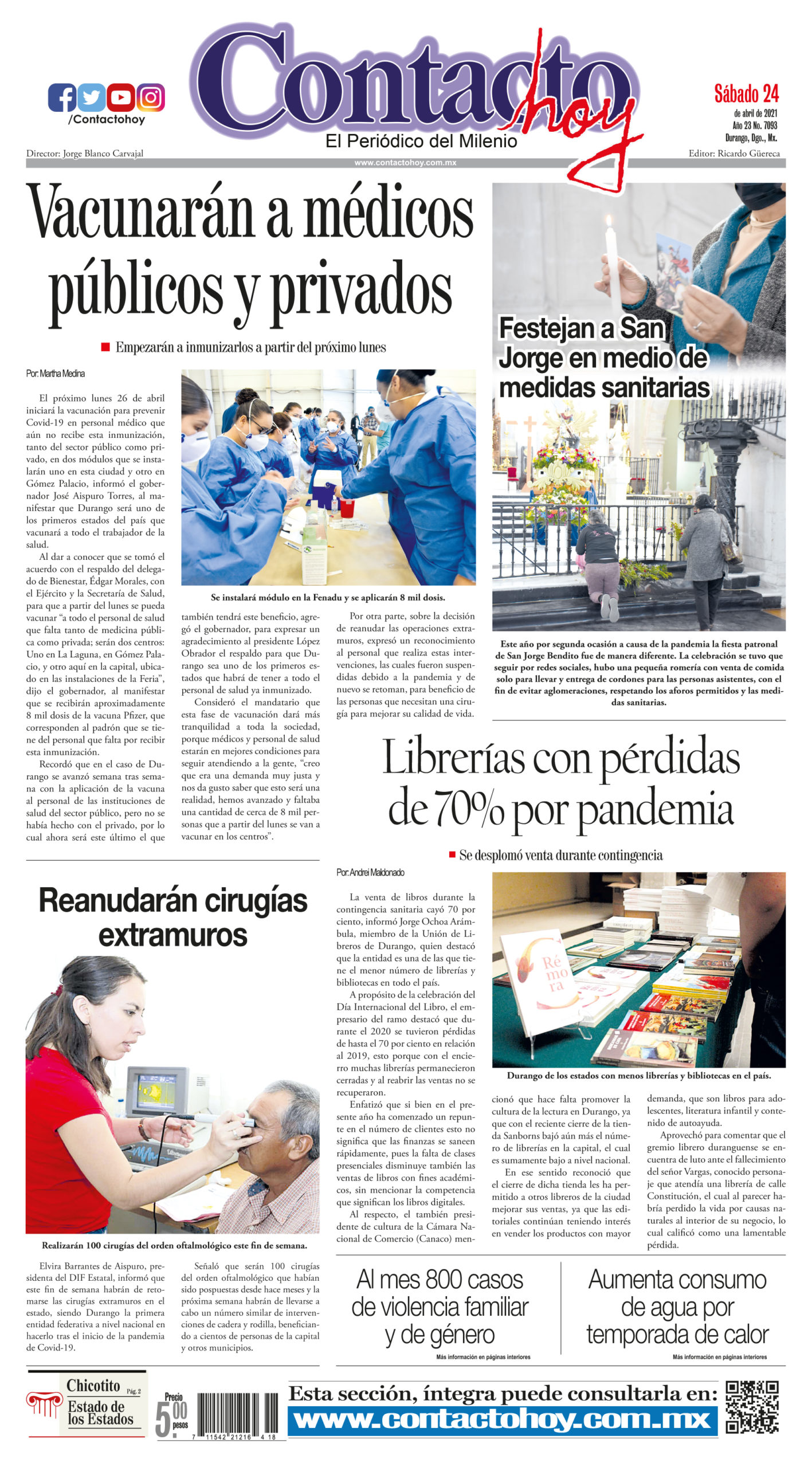 Edición impresa del 24 de abril del 2021